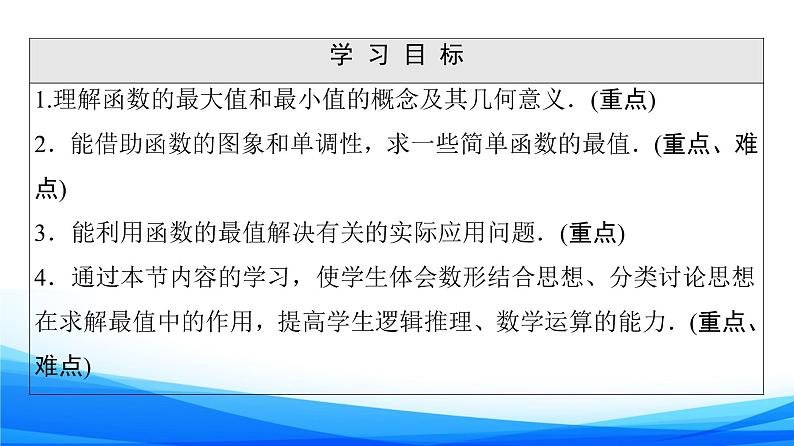 新人教A版数学必修第一册课件：第3章+3.2.1+第2课时　函数的最大（小）值第2页