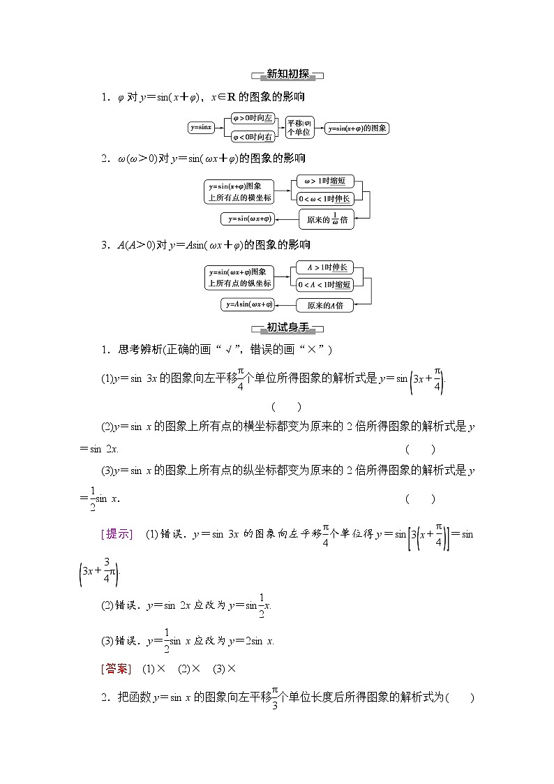 新人教A版必修第一册学案：第5章+5.6　函数y＝Asin（ωx＋φ）（含解析）02