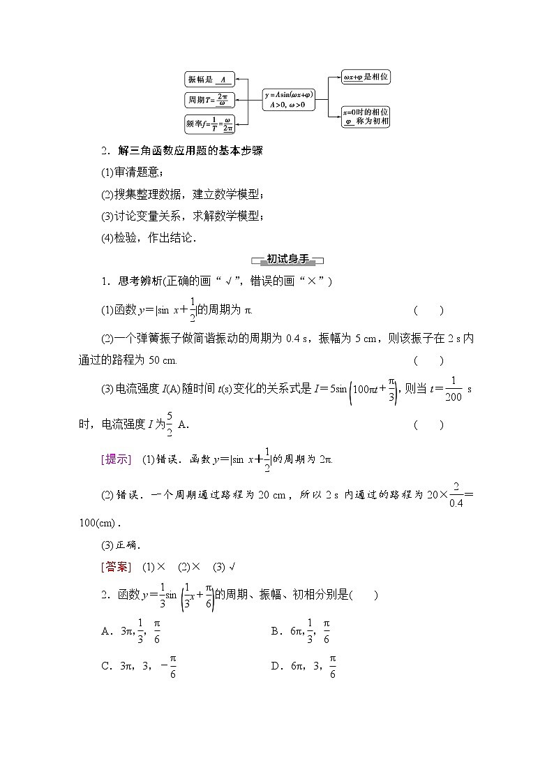 新人教A版必修第一册学案：第5章+5.7　三角函数的应用（含解析）02