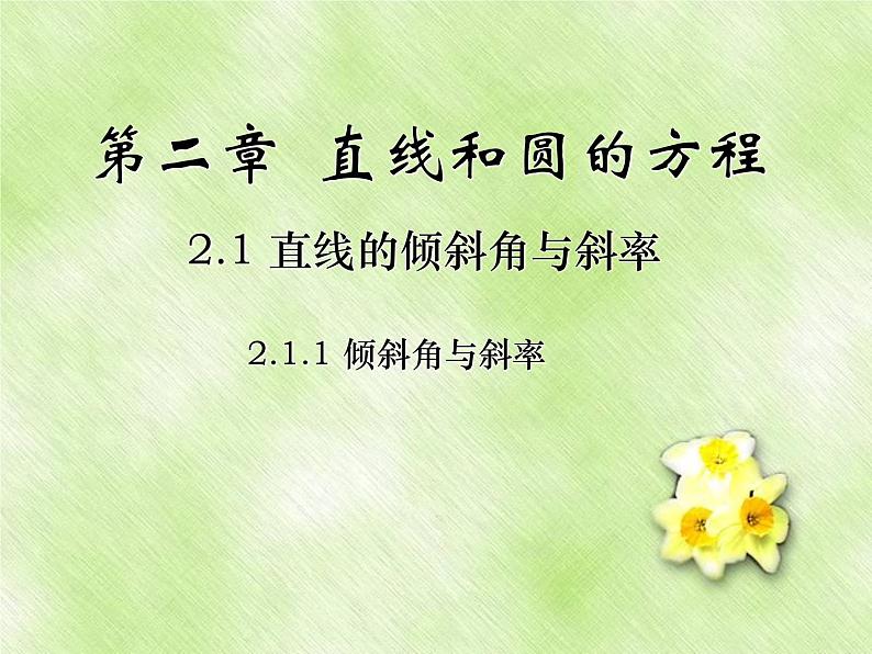 2.1.1倾斜角与斜率 课件-山东省滕州市第一中学人教A版（2019版）高中数学选择性必修一(共15张PPT)01