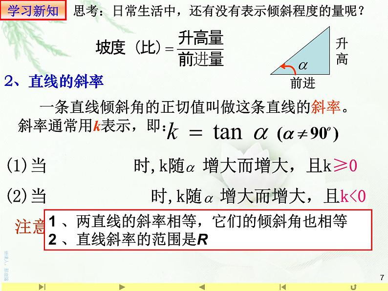 2.1.1倾斜角与斜率 课件-山东省滕州市第一中学人教A版（2019版）高中数学选择性必修一(共15张PPT)07