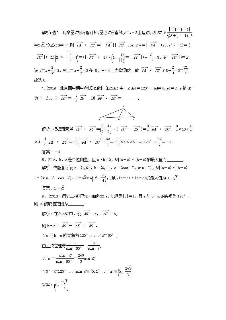 新课改专用2020版高考数学一轮跟踪检测31《系统题型-平面向量的数量积及应用》(含解析)03