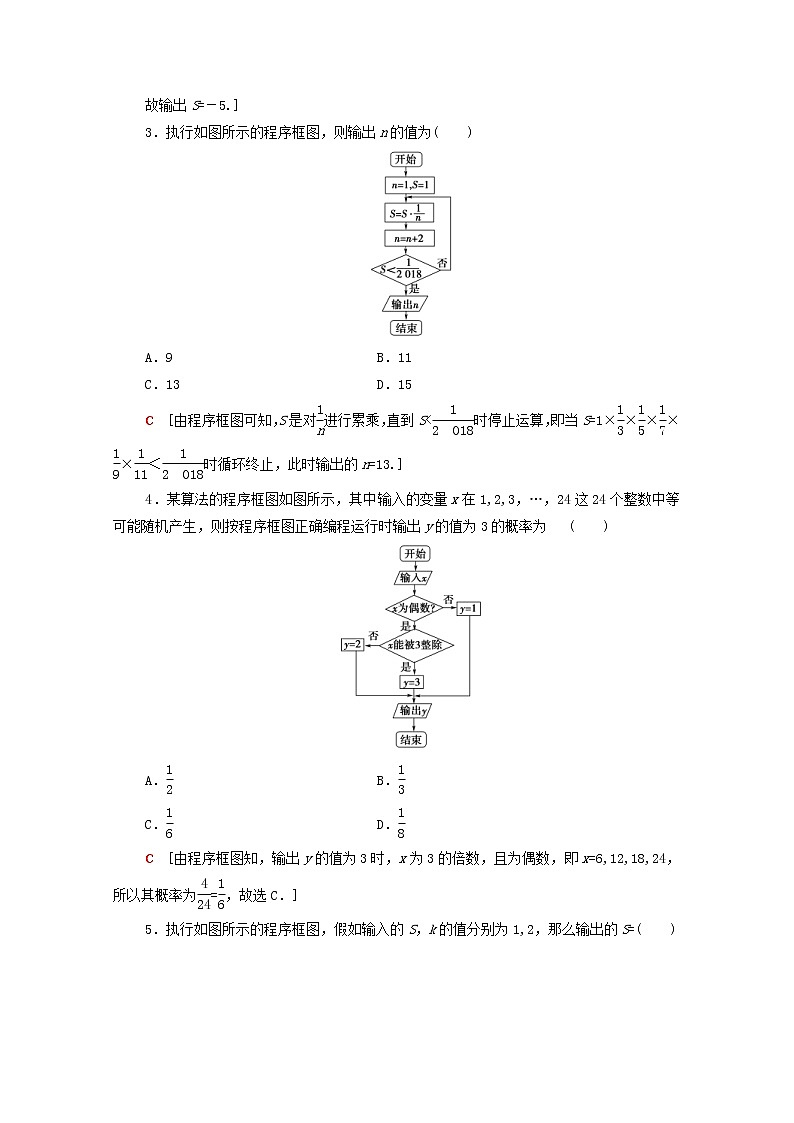 2020版高考数学一轮复习课后限时集训52《算法与算法框图》文数（含解析）北师大版 试卷02