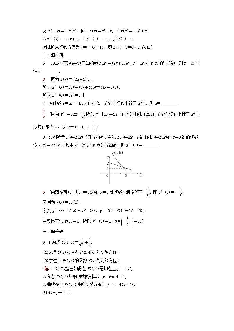 2020版高考数学一轮复习课后限时集训13《导数的概念及运算》(理数)（含解析） 试卷02