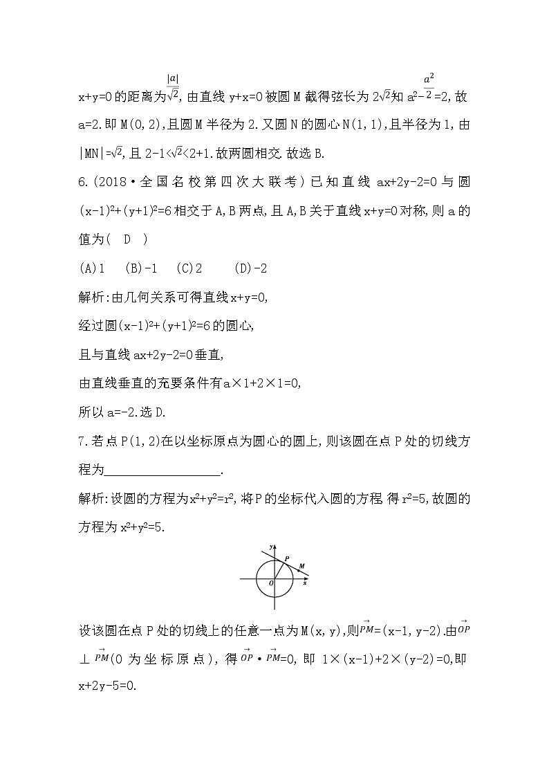 (导与练)2020版高考数学一轮复习(文数)习题：第8篇  第3节　直线、圆的位置关系(含解析)第3页
