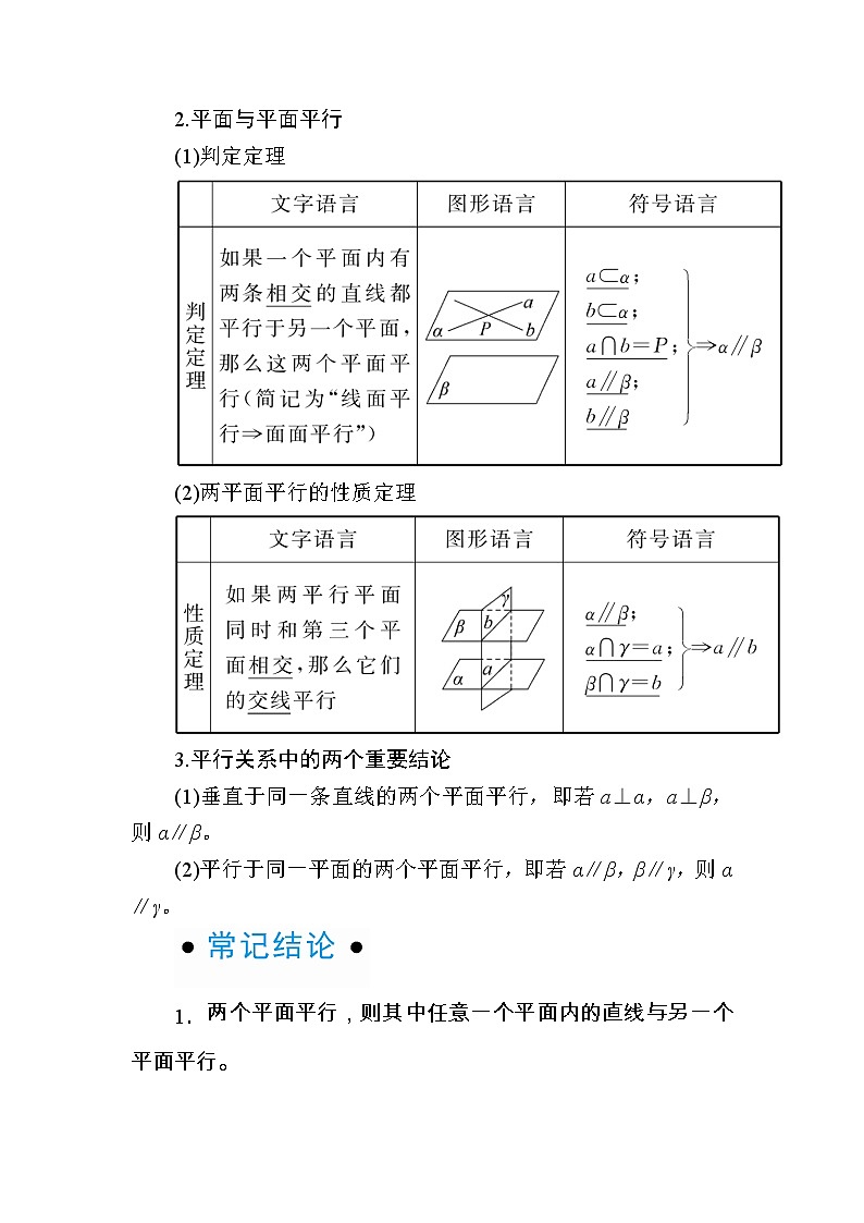 2020版《微点教程》高考人教A版理科数学一轮复习文档：第七章第四节　直线、平面平行的判定与性质 学案02