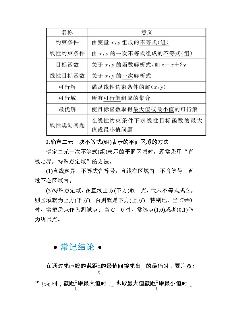 2020版《微点教程》高考人教A版文科数学一轮复习文档：第六章第三节　二元一次不等式（组）与简单的线性规划 学案02