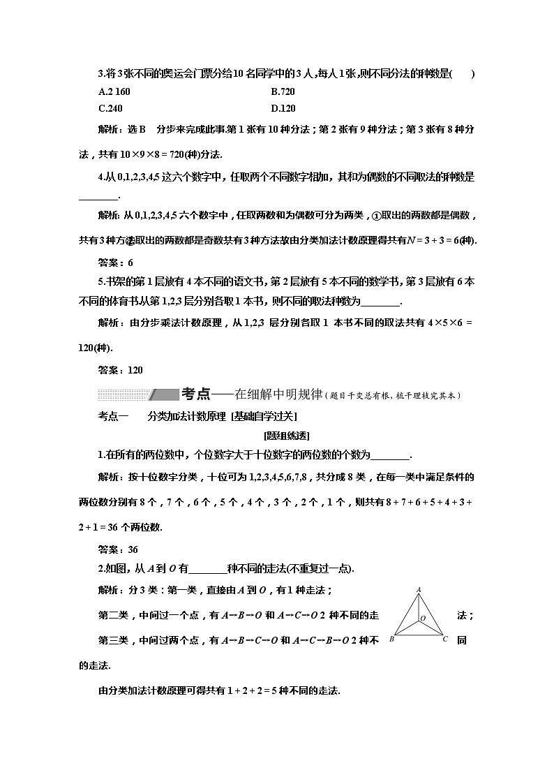 2020版高考理科数学（人教版）一轮复习讲义：第十章第一节分类加法计数原理与分步乘法计数原理第3页