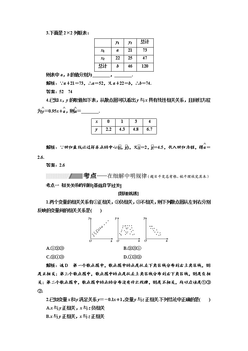 2020版高考数学（理）新创新一轮复习通用版讲义：第十一章第四节变量间的相关关系、统计案例03