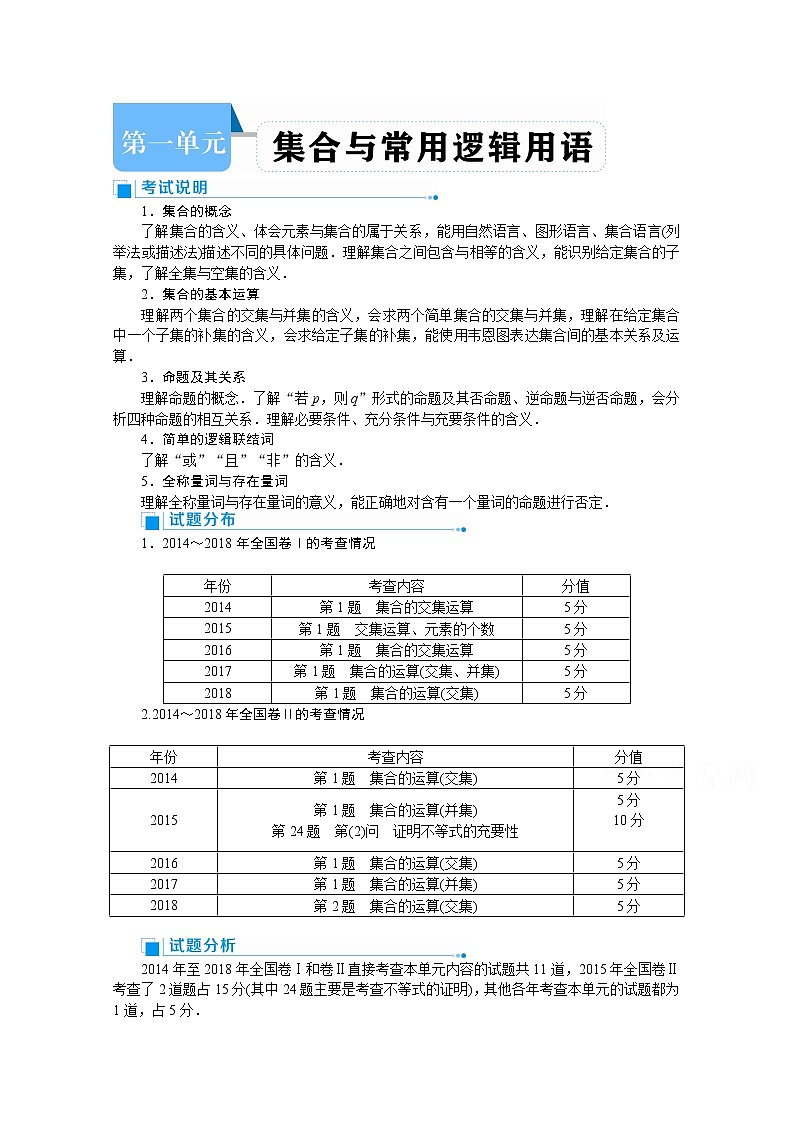 2020高考文科数学（人教版）一轮复习讲义：第1讲　集合的概念与运算01