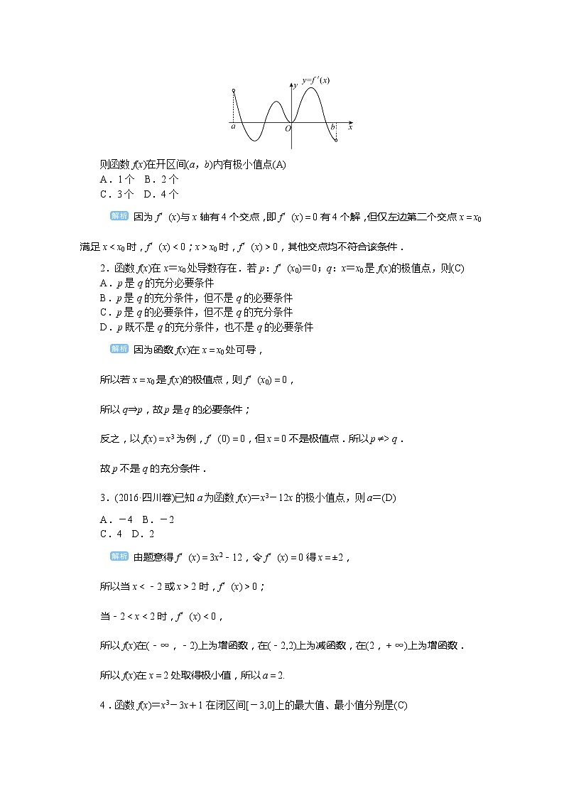 2020高考文科数学（人教版）一轮复习讲义：第17讲导数在函数中的应用——极值与最值02