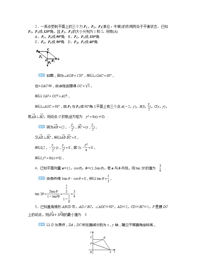2020高考文科数学（人教版）一轮复习讲义：第33讲平面向量的应用02