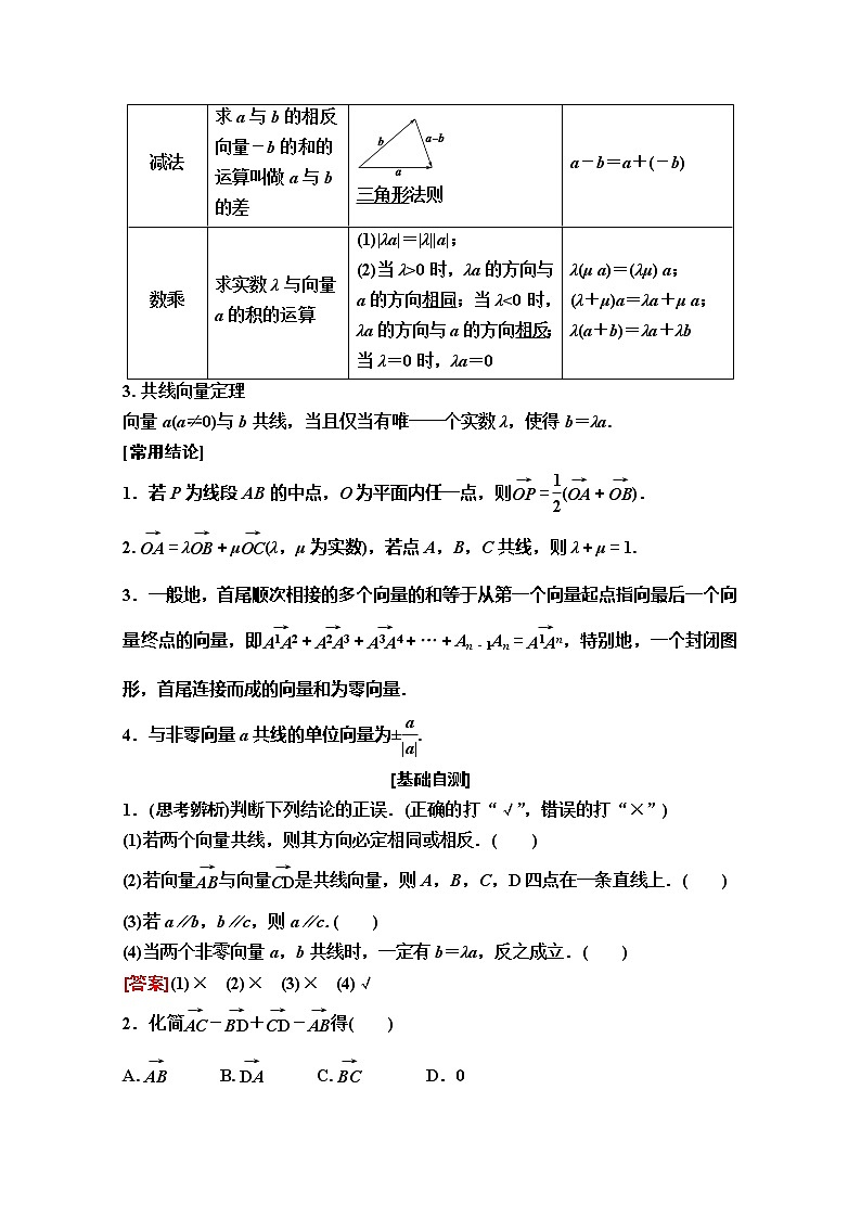 2020版新一线高考理科数学（人教A版）一轮复习教学案：第4章第1节　平面向量的概念及线性运算02