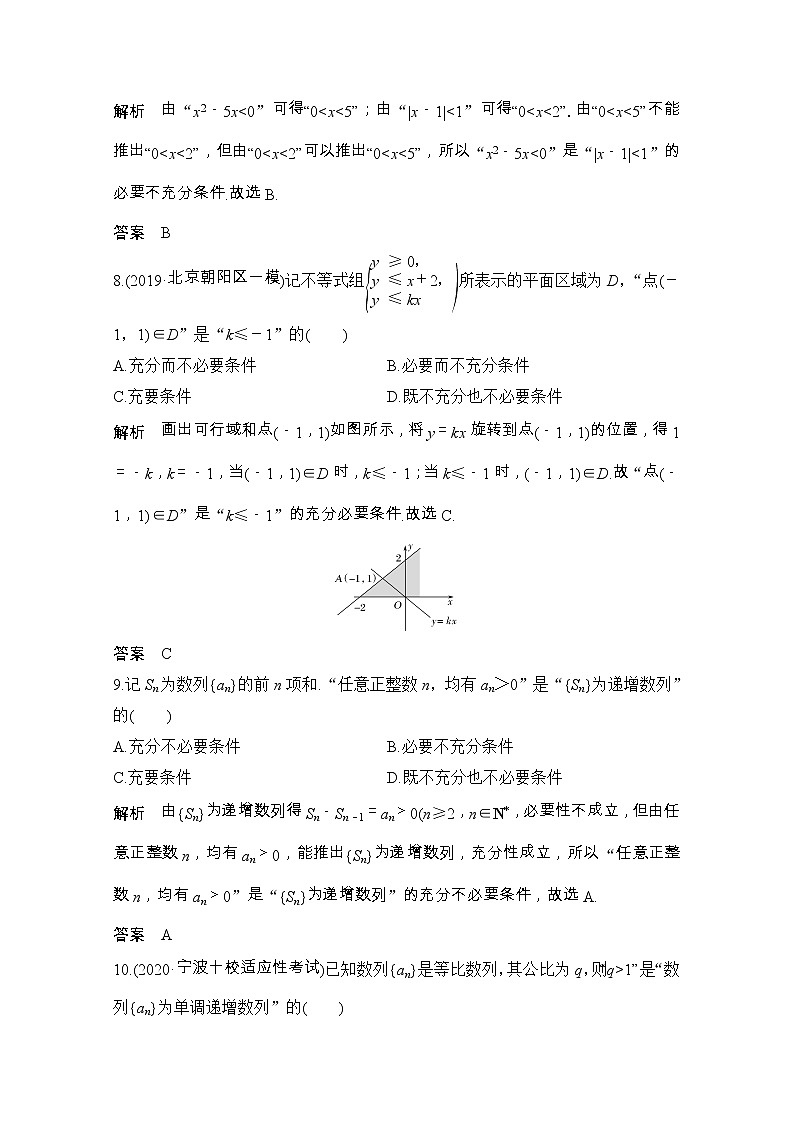 2021届浙江省高考数学一轮学案：第一章加强练（一）　高考中的集合、逻辑用语小题03