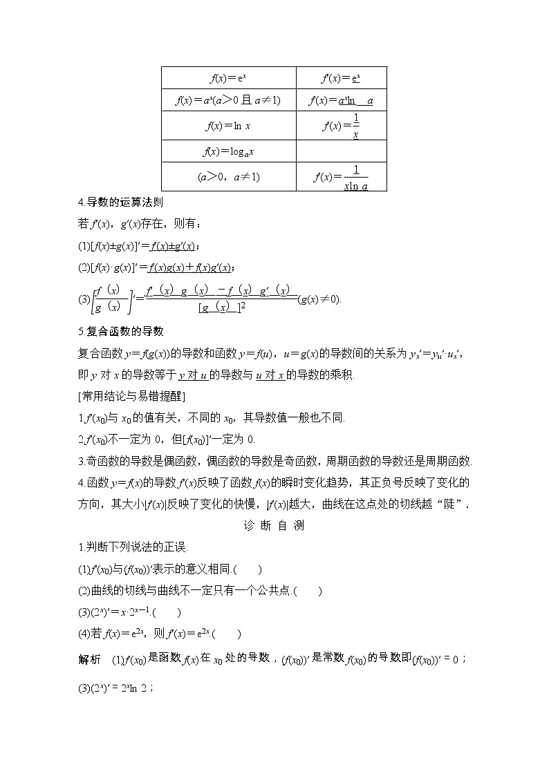 2021届浙江省高考数学一轮学案：第四章第1节　导数的概念与导数的计算第2页