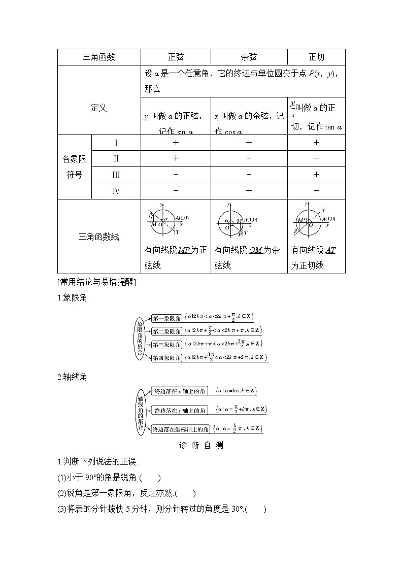 2021届浙江省高考数学一轮学案：第五章第1节　任意角、弧度制及任意角的三角函数02