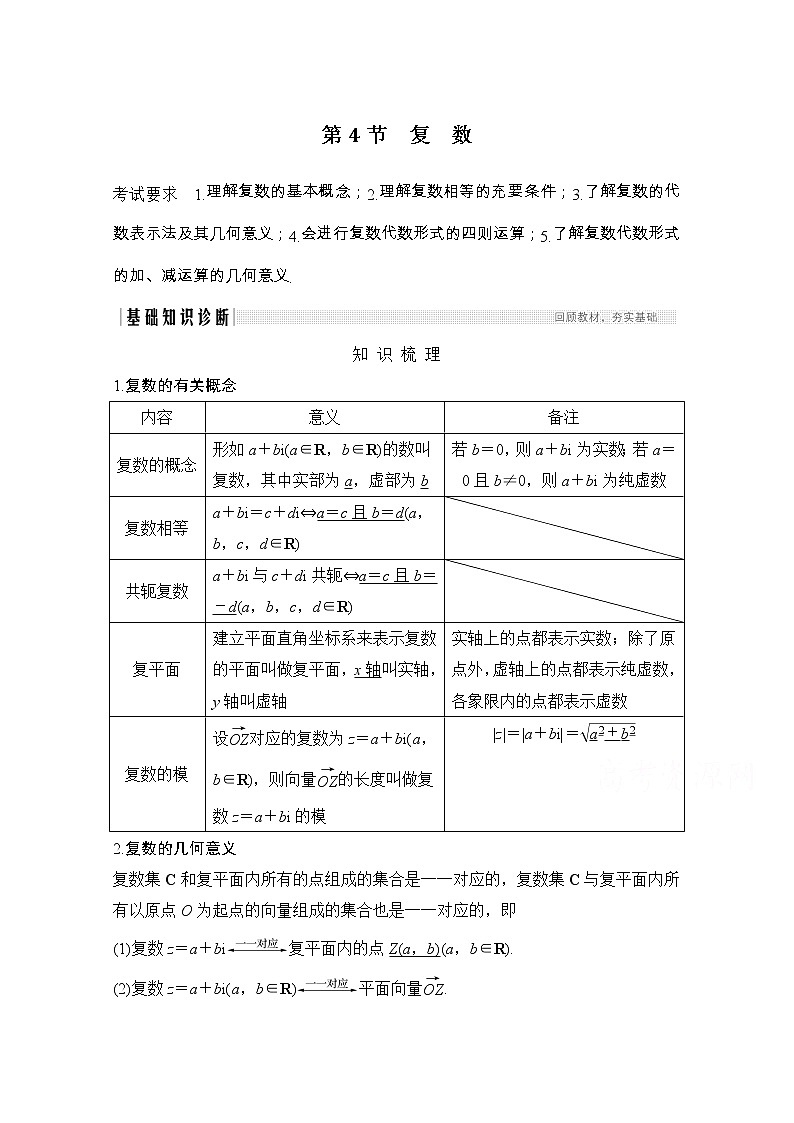 2021届浙江省高考数学一轮学案：第六章第4节　复　数01