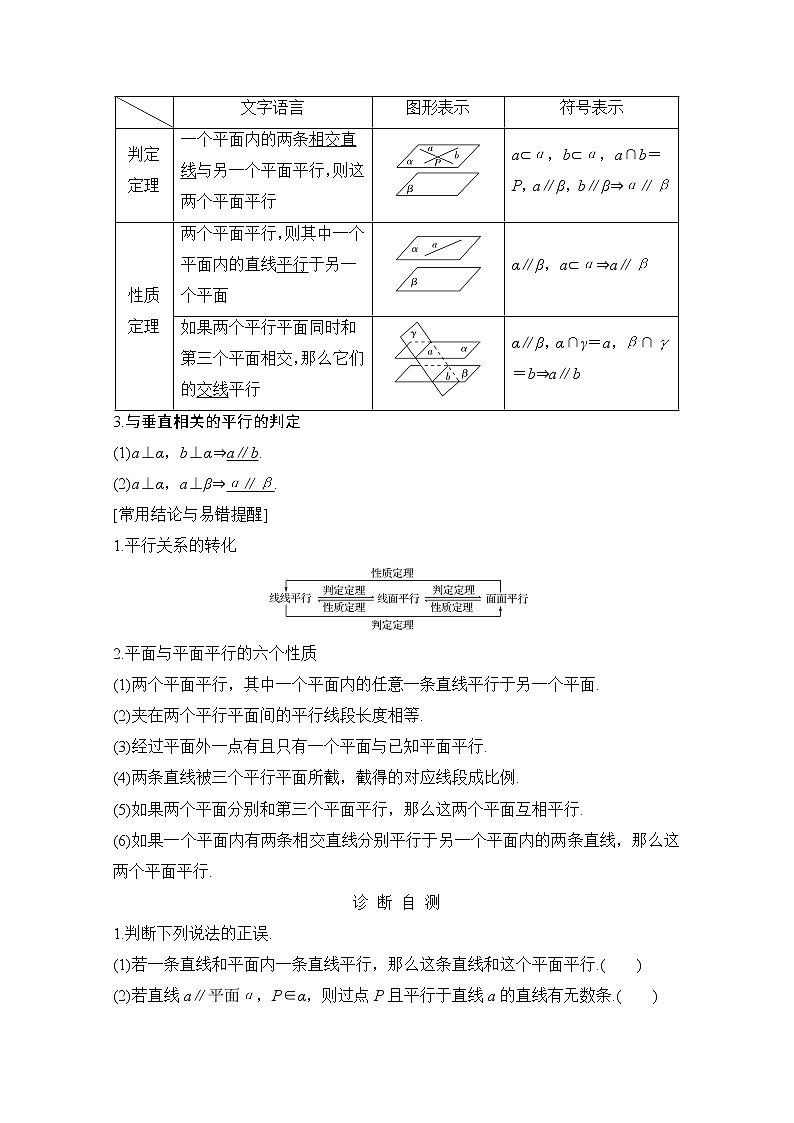 2021届浙江省高考数学一轮学案：第八章第4节　直线、平面平行的判定及其性质02