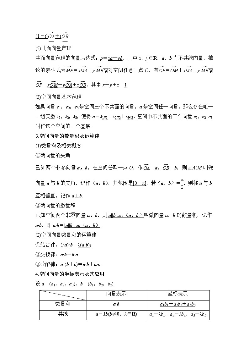 2021届浙江省高考数学一轮学案：第八章第6节　空间向量及其运算02