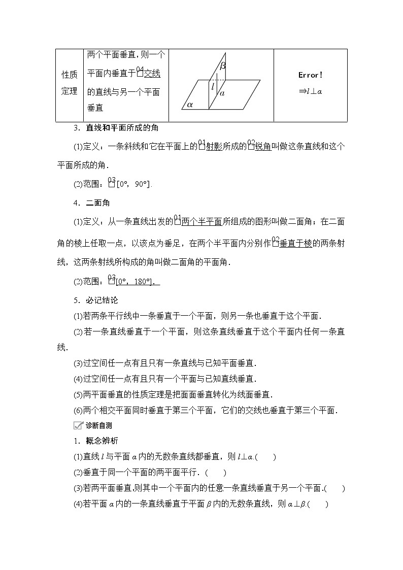 2021届高考数学人教版一轮创新教学案：第7章第5讲　直线、平面垂直的判定与性质02