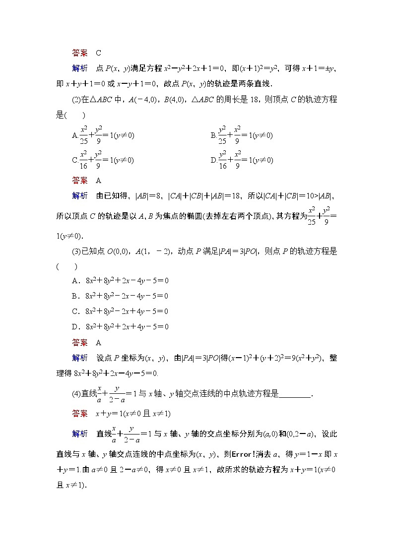 2021届高考数学人教版一轮创新教学案：第8章第8讲　曲线与方程02