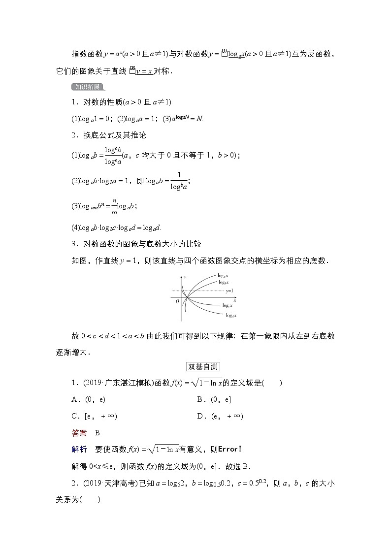 2021高三统考北师大版数学一轮学案：第2章第6讲　对数与对数函数02