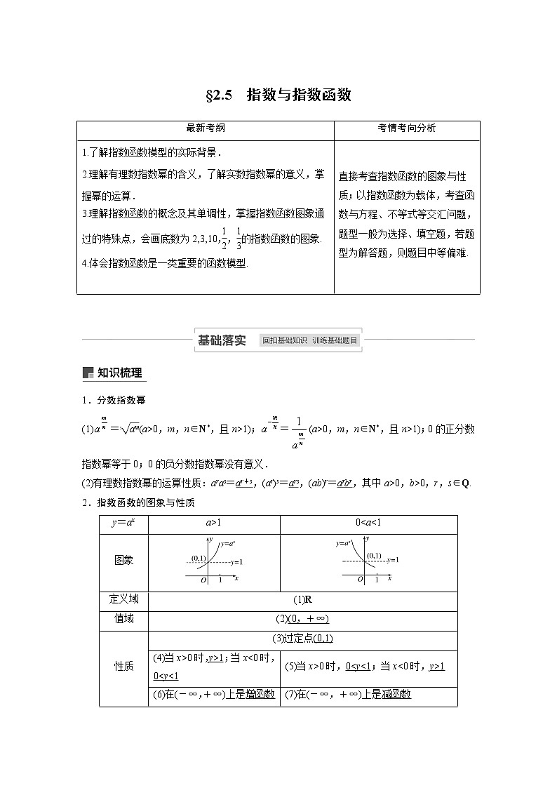 2021高考数学（理）人教A版一轮复习学案作业：第二章2.5指数与指数函数01