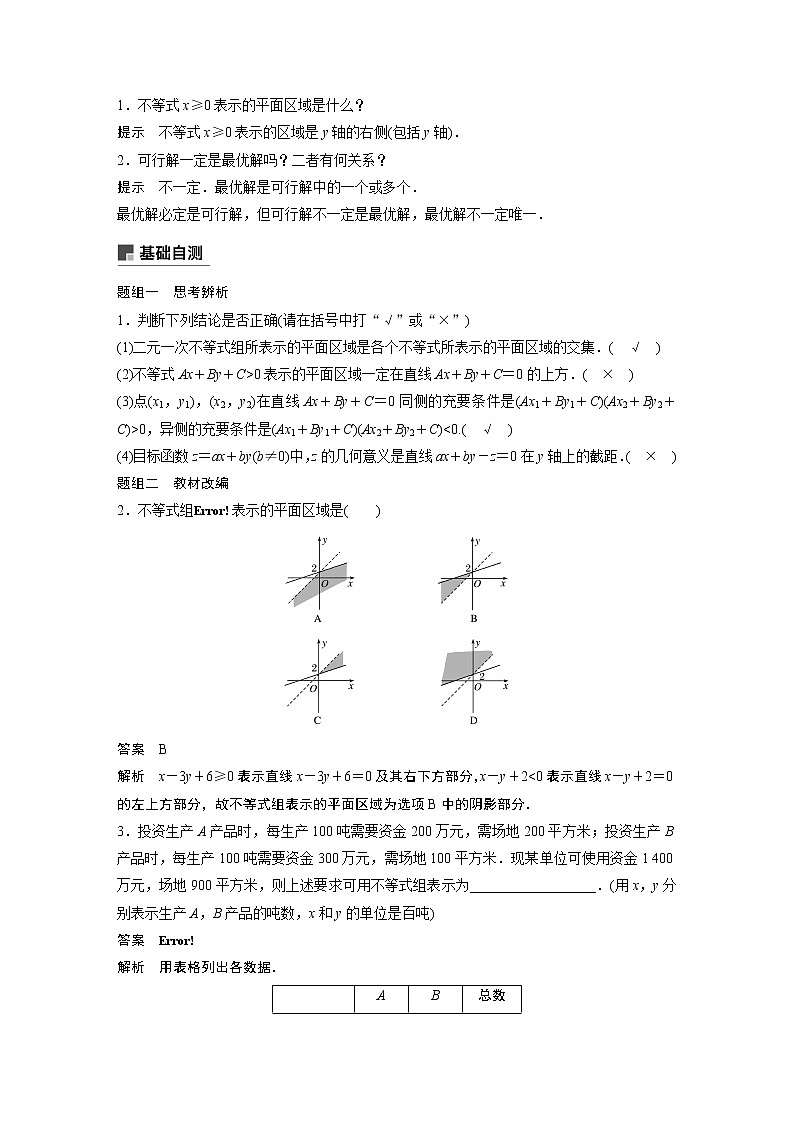 2021高考数学（理）人教A版一轮复习学案作业：第七章7.3二元一次不等式（组）与简单的线性规划问题第2页