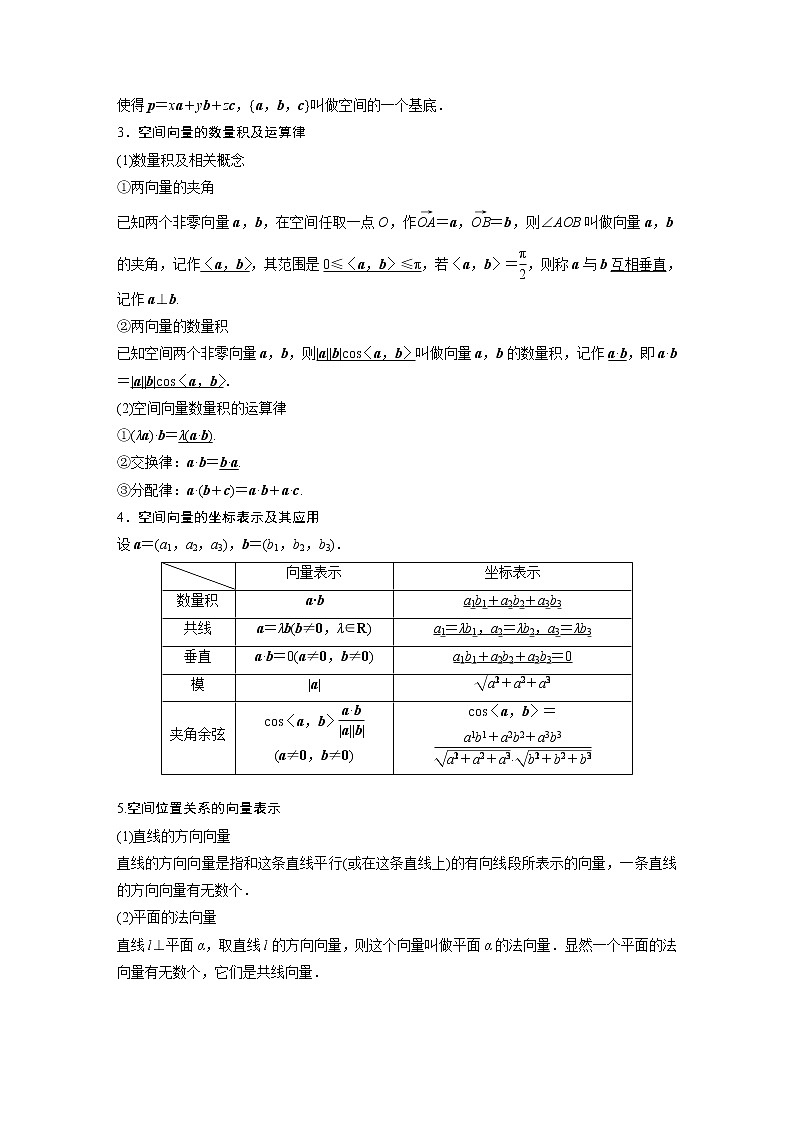 2021高考数学（理）人教A版一轮复习学案作业：第八章8.5空间向量及其应用02