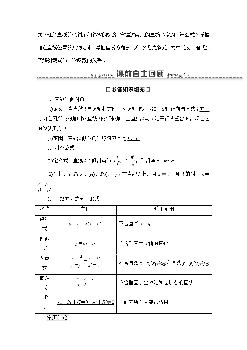 2021版新高考数学（文科）一轮复习教师用书：第9章第1节　直线的倾斜角、斜率与直线的方程02