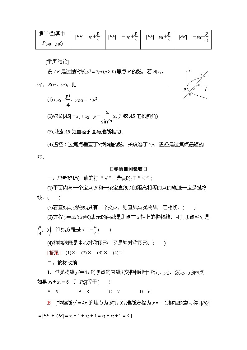 2021版新高考数学（理科）一轮复习教师用书：第9章第7节　抛物线02