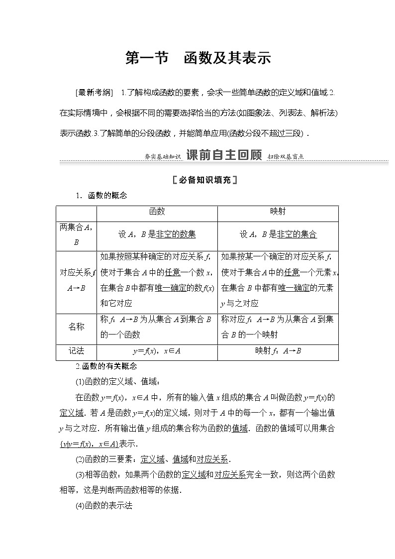 2021版江苏高考数学一轮复习讲义：第2章第1节　函数及其表示02