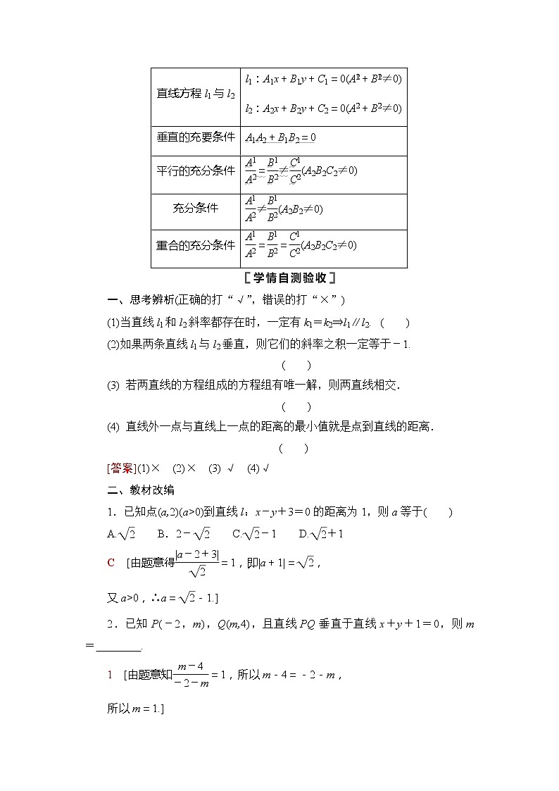 2021版江苏高考数学一轮复习讲义：第8章第2节　两条直线的位置关系02