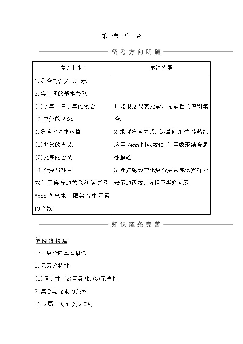 2021版高考数学导与练一轮复习（浙江版）知识梳理：第一章第一节　集　合01