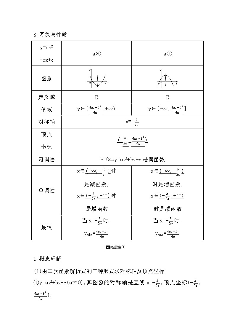2021版高考数学导与练一轮复习（浙江版）知识梳理：第四章第二节　二次函数02