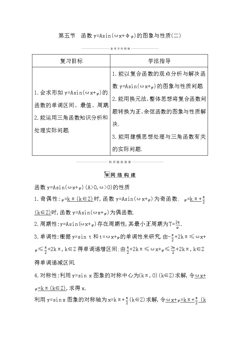 2021版高考数学导与练一轮复习（浙江版）知识梳理：第六章第五节　函数y=Asin(ωx+φ)的图象与性质(二)01