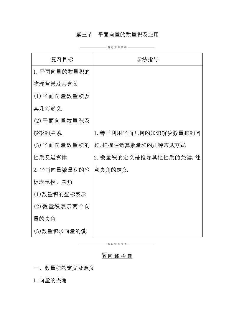 2021版高考数学导与练一轮复习（浙江版）知识梳理：第八章第三节　平面向量的数量积及应用01