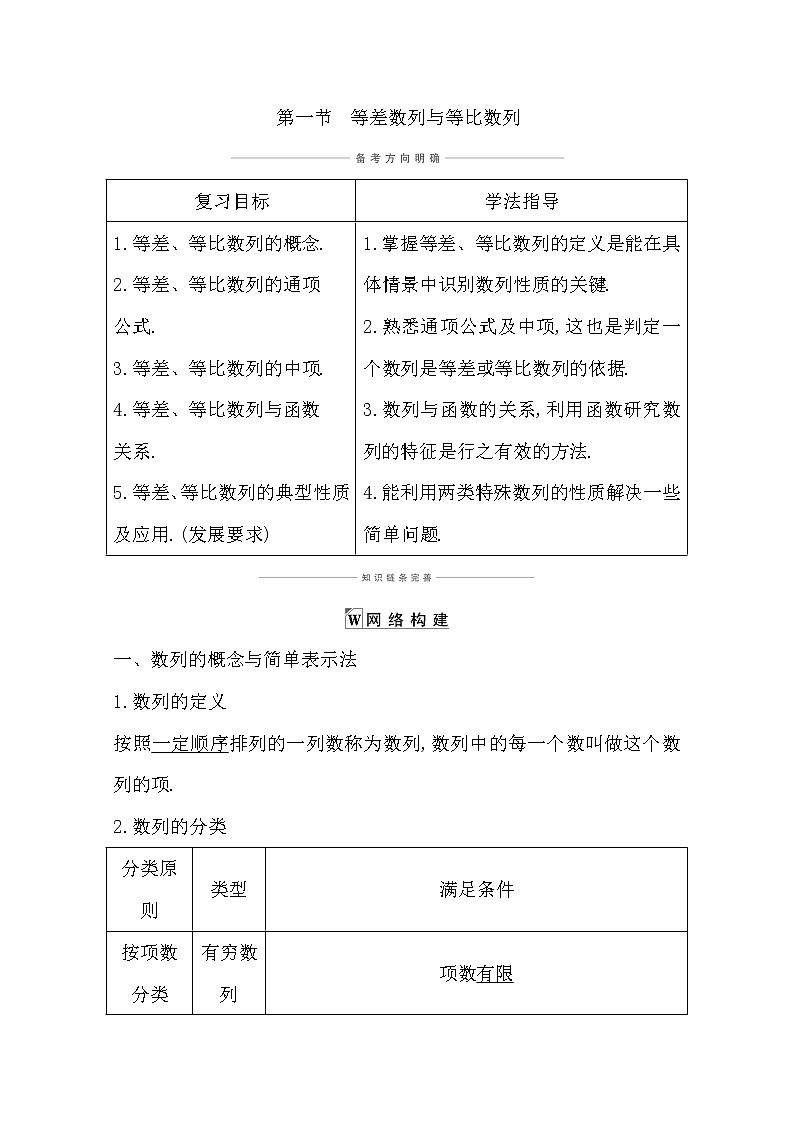2021版高考数学导与练一轮复习（浙江版）知识梳理：第九章第一节　等差数列与等比数列01