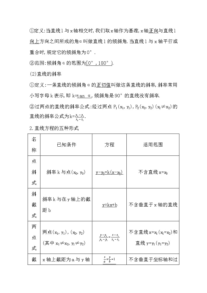 2021版高考数学导与练一轮复习（浙江版）知识梳理：第十一章第一节　直线及直线的方程03