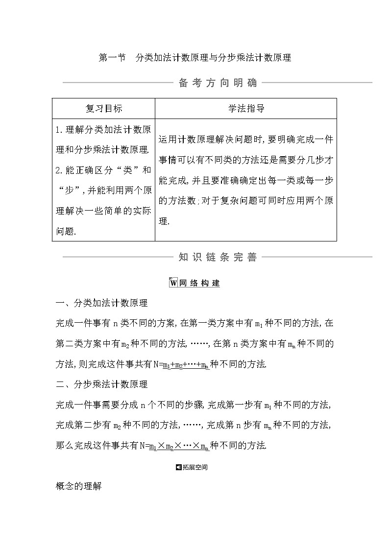 2021版高考数学导与练一轮复习（浙江版）知识梳理：第十三章第一节　分类加法计数原理与分步乘法计数原理01