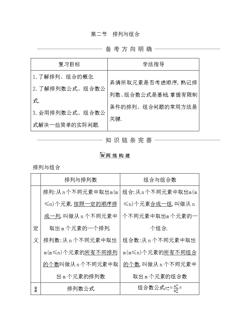 2021版高考数学导与练一轮复习（浙江版）知识梳理：第十三章第二节　排列与组合01