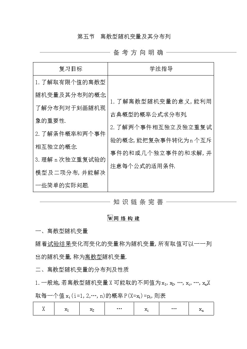 2021版高考数学导与练一轮复习（浙江版）知识梳理：第十三章第五节　离散型随机变量及其分布列01