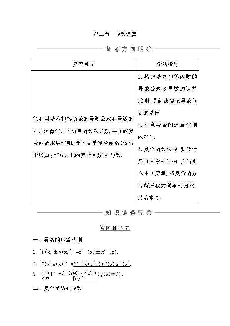 2021版高考数学导与练一轮复习（浙江版）知识梳理：第十四章第二节　导数运算第1页