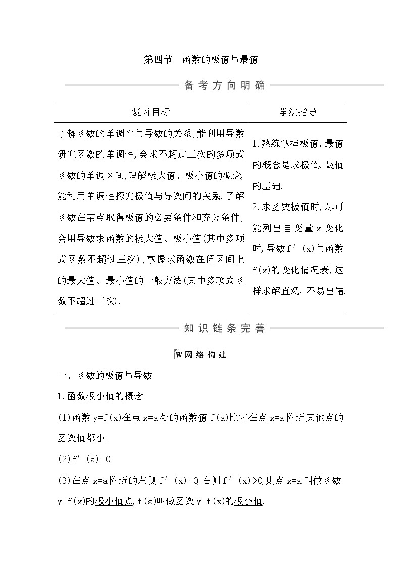 2021版高考数学导与练一轮复习（浙江版）知识梳理：第十四章第四节　函数的极值与最值第1页