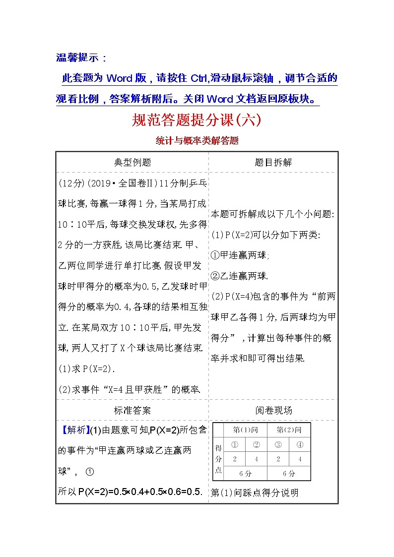 2021版高考理科数学人教通用版大一轮复习规范答题提分课(六)01