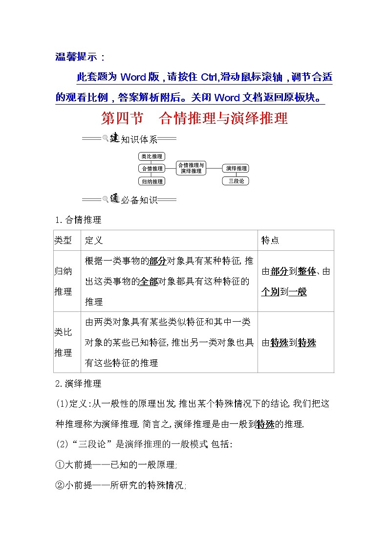 2021版高考理科数学人教通用版大一轮复习基础自查学案：6.4　合情推理与演绎推理01