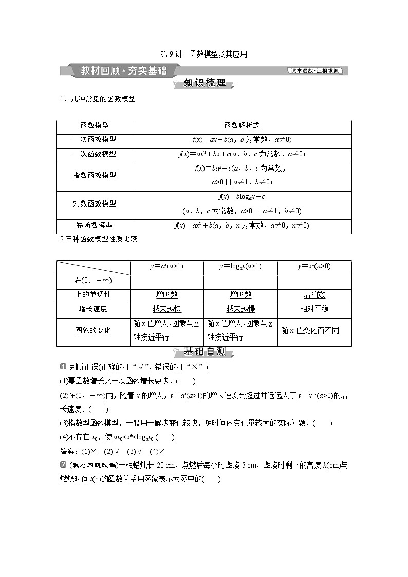 2019版高考数学（理）一轮精选教师用书人教通用：第2章9第9讲　函数模型及其应用01