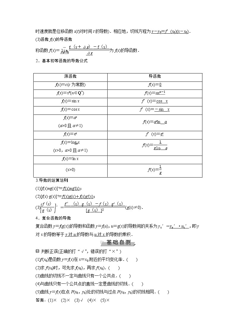 2019版高考数学（理）一轮精选教师用书人教通用：第3章1第1讲　变化率与导数、导数的计算第2页
