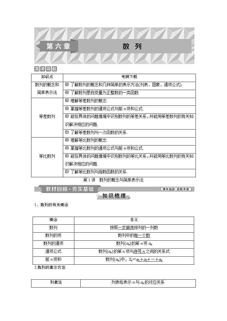 2019版高考数学（理）一轮精选教师用书人教通用：第6章1第1讲　数列的概念与简单表示法第1页