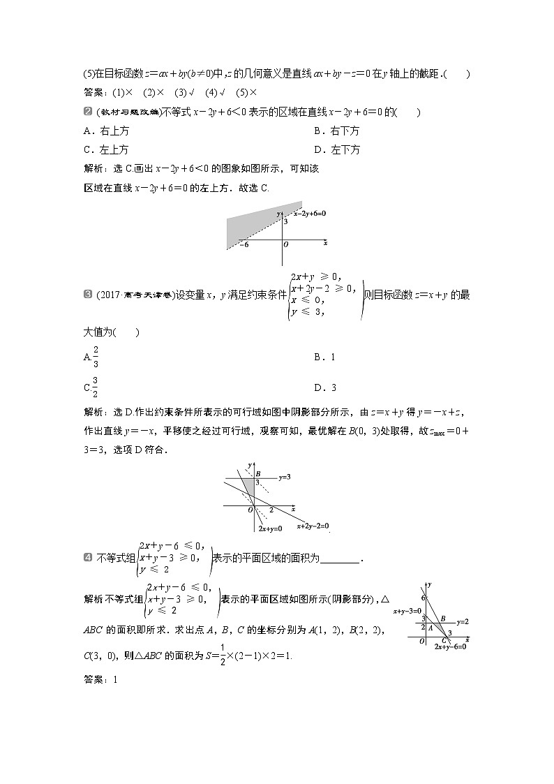 2019版高考数学（理）一轮精选教师用书人教通用：第7章3第3讲　二元一次不等式（组）及简单的线性规划问题第2页
